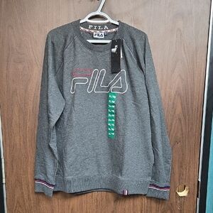 Fila Size XL Grey Terry Cloth Crew Neck Training Sweatshirt
